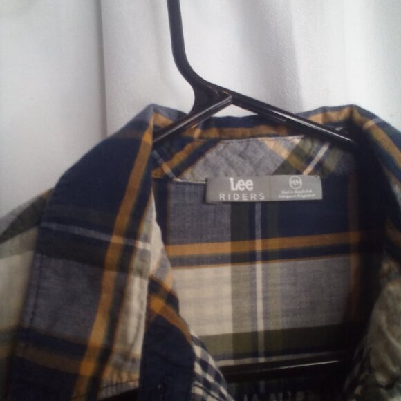 Lee Riders Button Up Shirt M Women Long Sleeve Plaid Blue Green - Picture 7 of 16